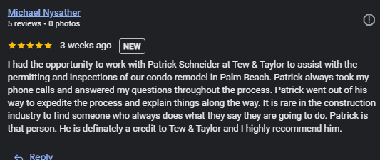 Google review from Michael Nysather
